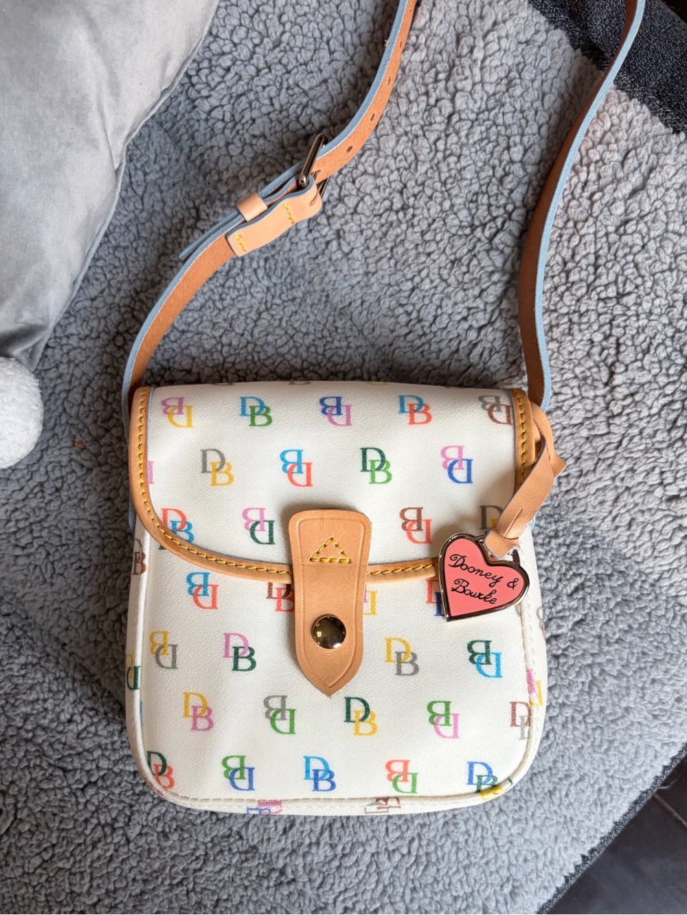 DOONEY & BOURKE Y2K VINTAGE MULTICOLOR MONOGRAM MINI FLAP SHOULDER/CROSSBODY BAG